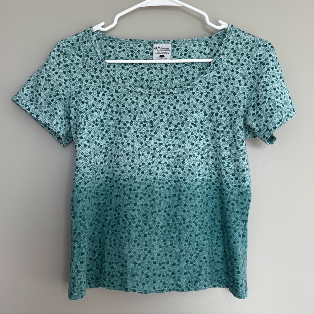 Columbia - Cotton Floral Top, Teal/Aqua, S